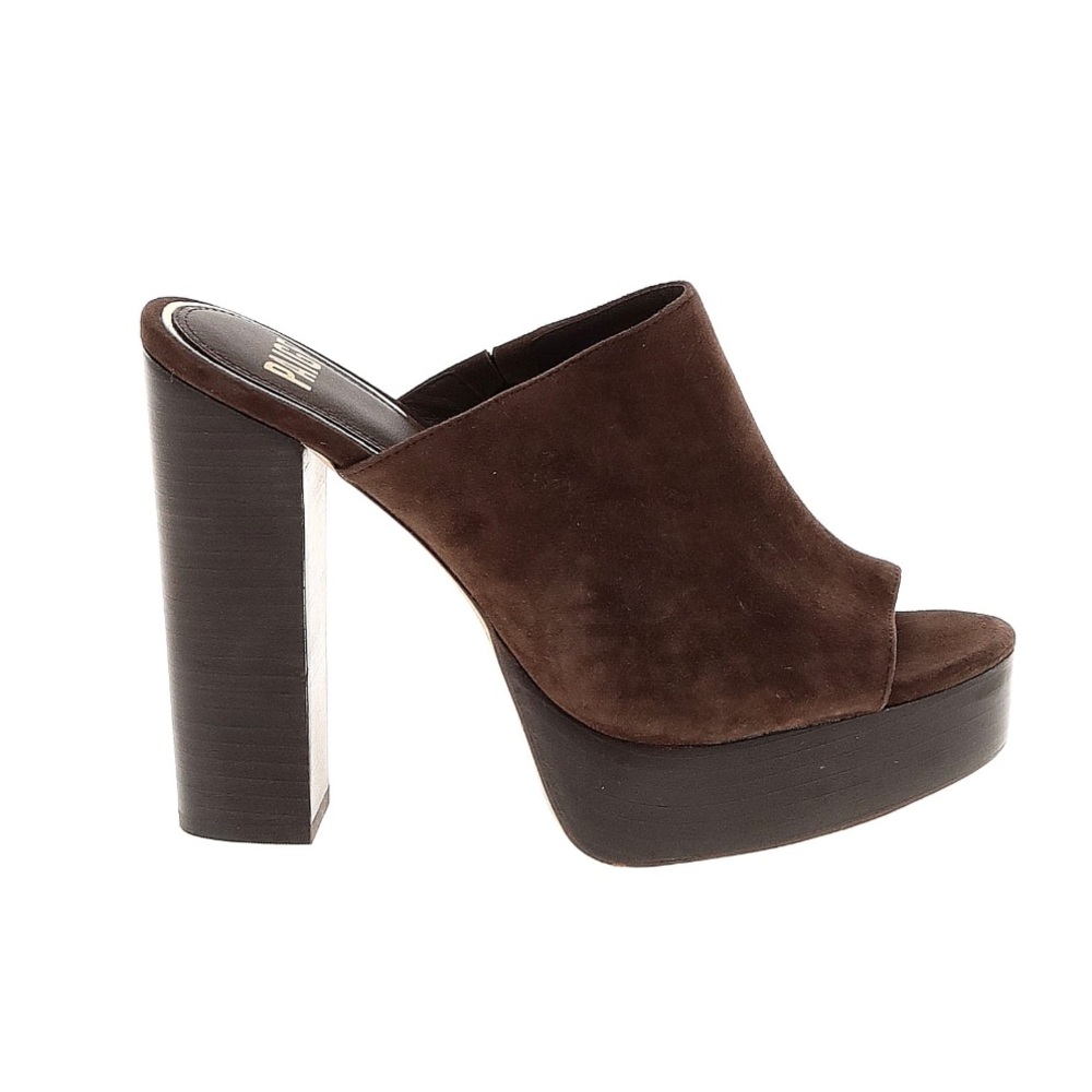 PAIGE Dark Brown Suede Platform Mules
